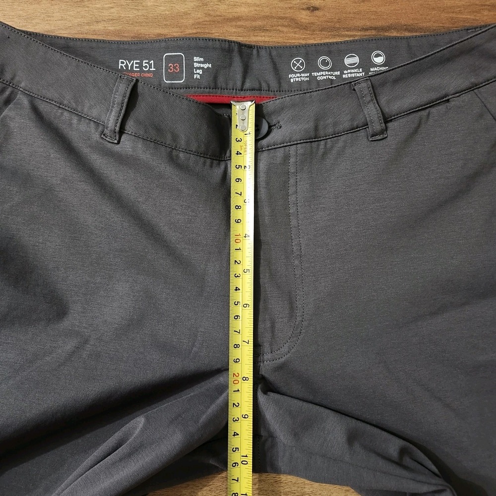Rye 51 Voyager Chino Pants 33x31 Gray Tech Performance Lightweight 5 Pocket Euc - Picture 5 of 16